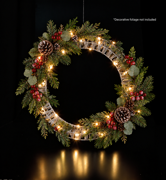 Duo Bulb Grey Rattan Wreath
