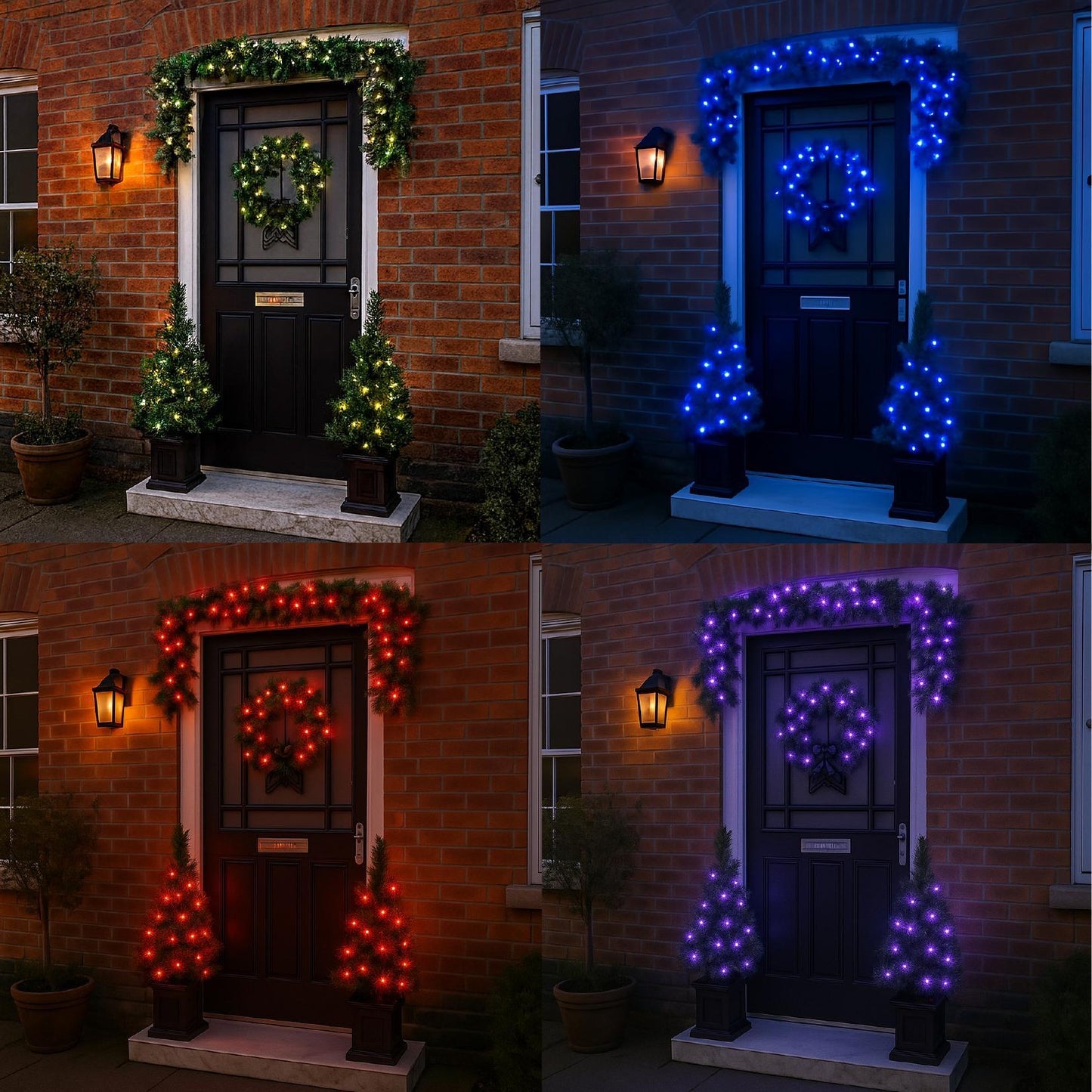 Colour Changeable Door Set with Wreath, Garland and 2 Trees - 200 LEDs