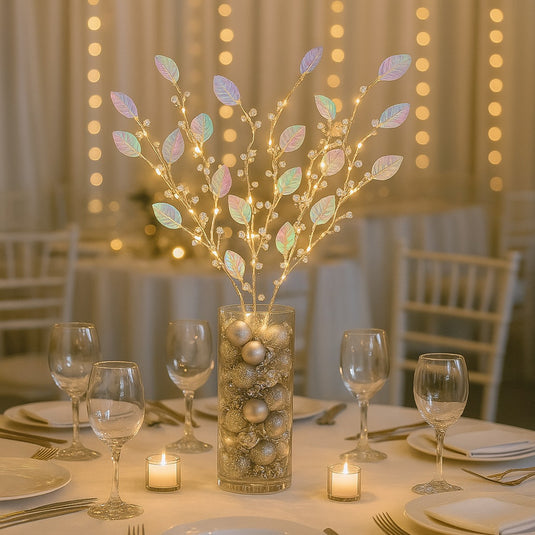 Set of 3 Iridescent Stems With Warm White LEDs