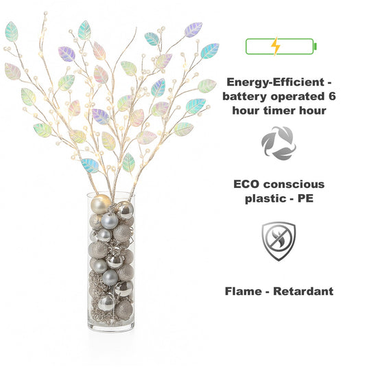 Set of 3 Iridescent Stems With Warm White LEDs