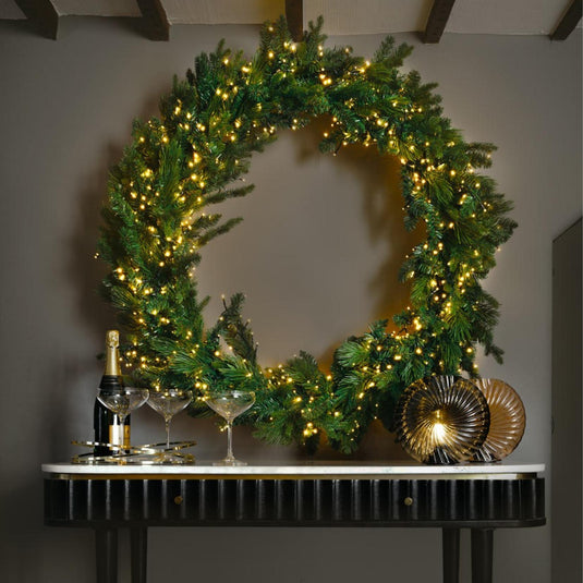 48" Warm White Pre-Lit Highgrove Wreath - 960 LEDs
