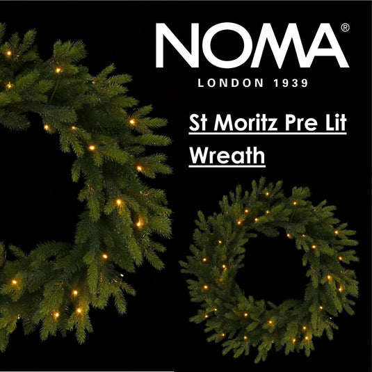24" Warm White Pre Lit St. Moritz Wreath