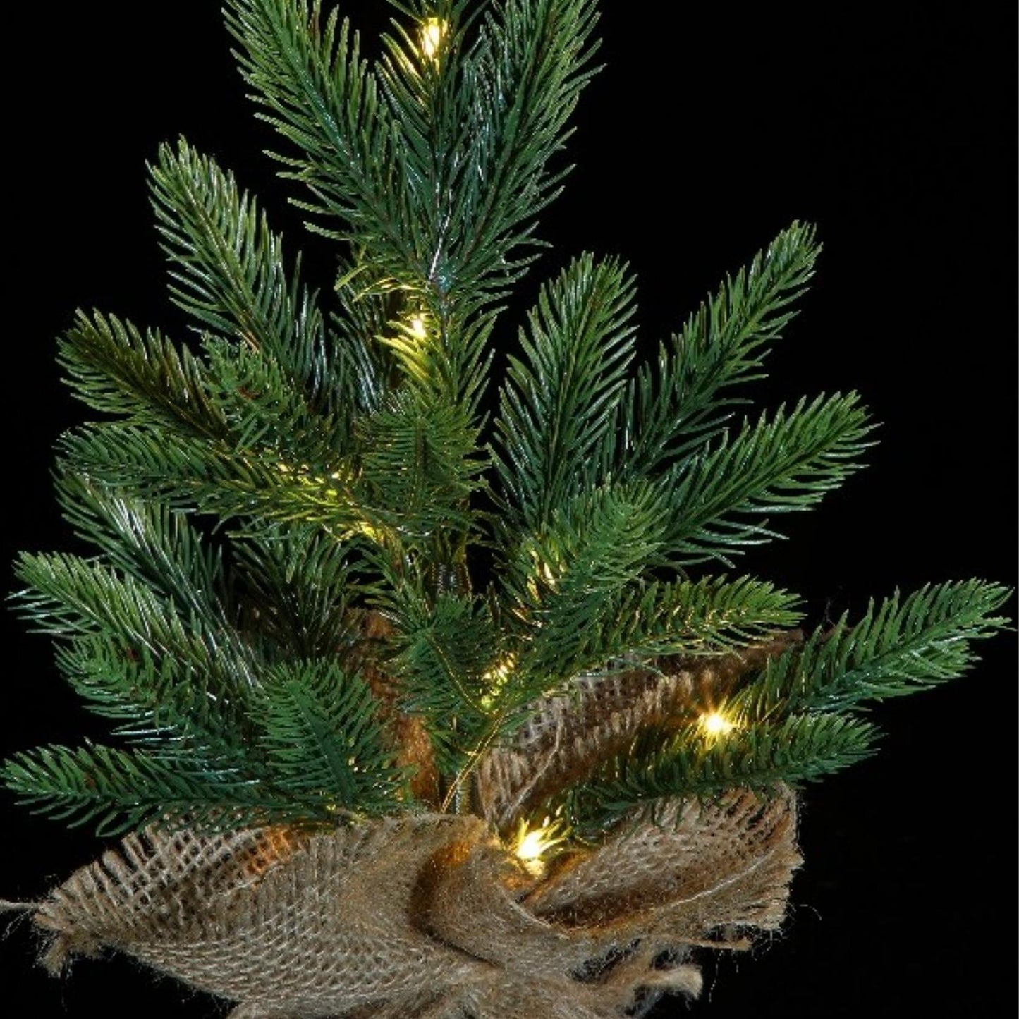 Table Top Christmas Tree in a Hessian Bag