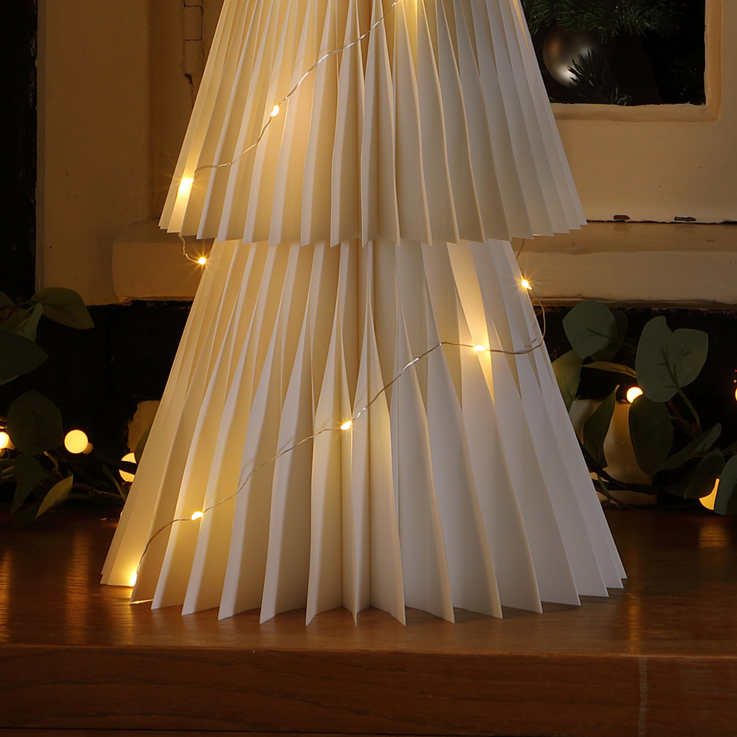 60cm Battery Operated Cream Honeycomb Tree with Warm White Wire Lights