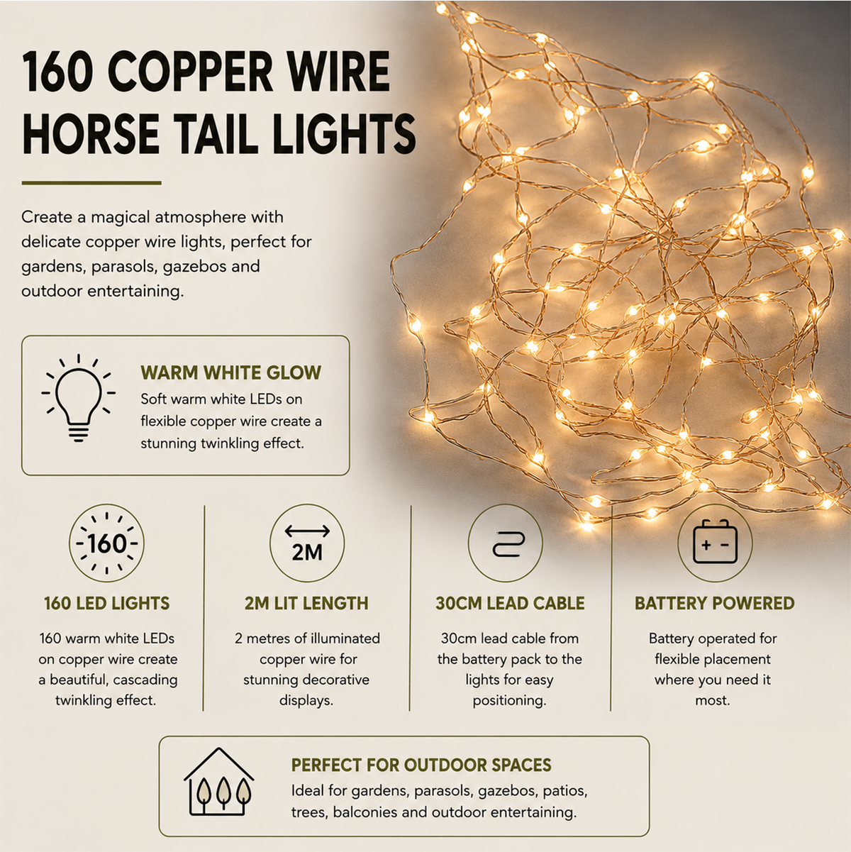 160 Copper Wire Horses Tail Lights