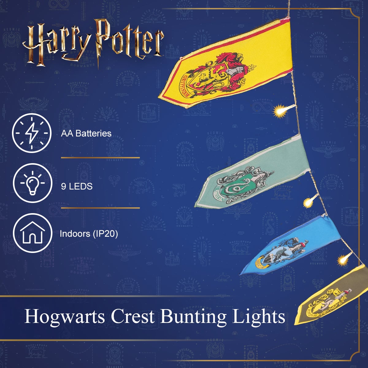 Harry Potter - 10 House Crest Bunting Lights