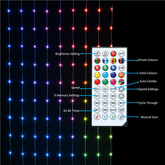 2.5M Spectrum Digital Remote Control Curtain Light