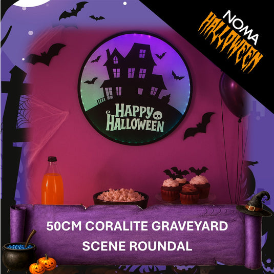 50cm Coralite Graveyard Spooky House Scene Roundal