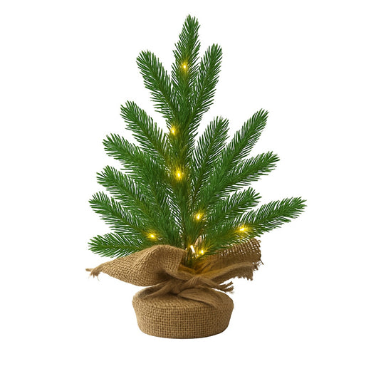 Table Top Christmas Tree in a Hessian Bag