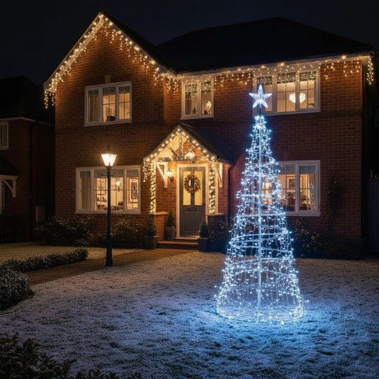 1.8M White Twinkling Icicle Spiral Tree With 535 LEDS