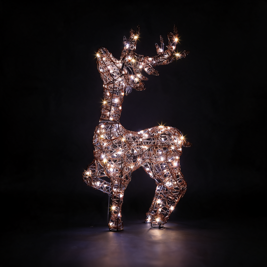 70cm Copper Acrylic Duo Bulb Tatton Standing Stag With Wire Antlers
