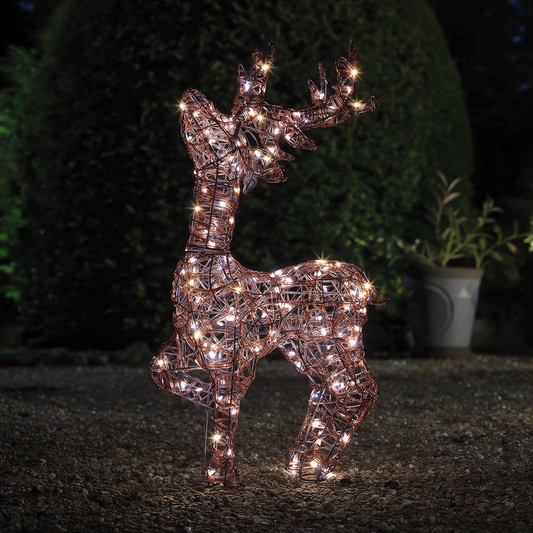70cm Copper Acrylic Duo Bulb Tatton Standing Stag With Wire Antlers