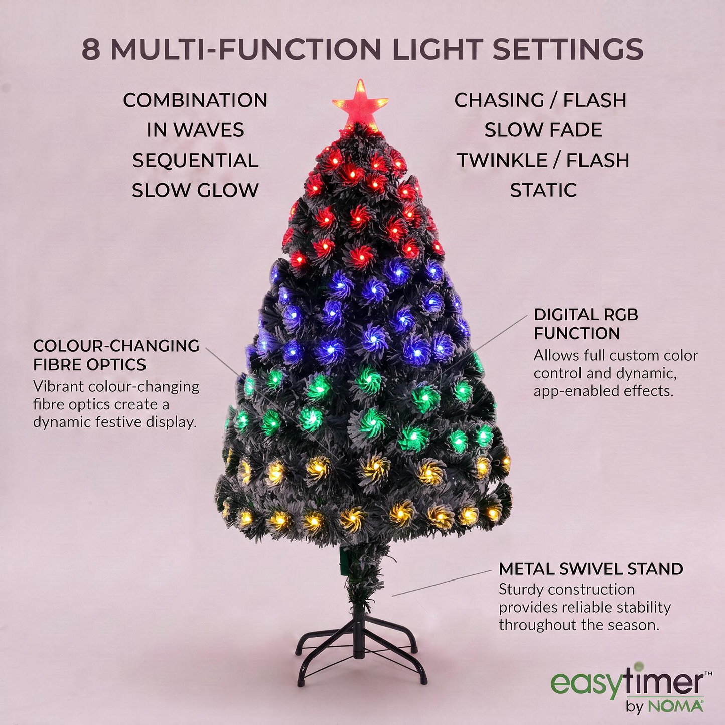 Flocked Swirl Digital Fibre Optic Tree