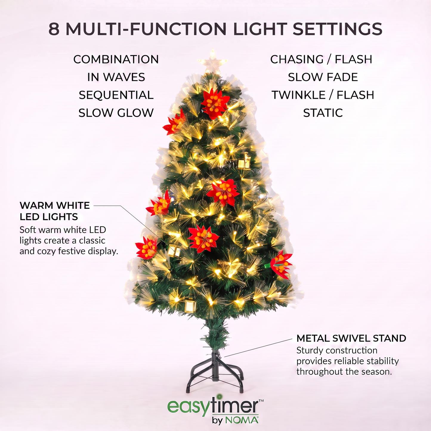 Dickensian Green Starburst Tree With Lanterns & Orange Berries
