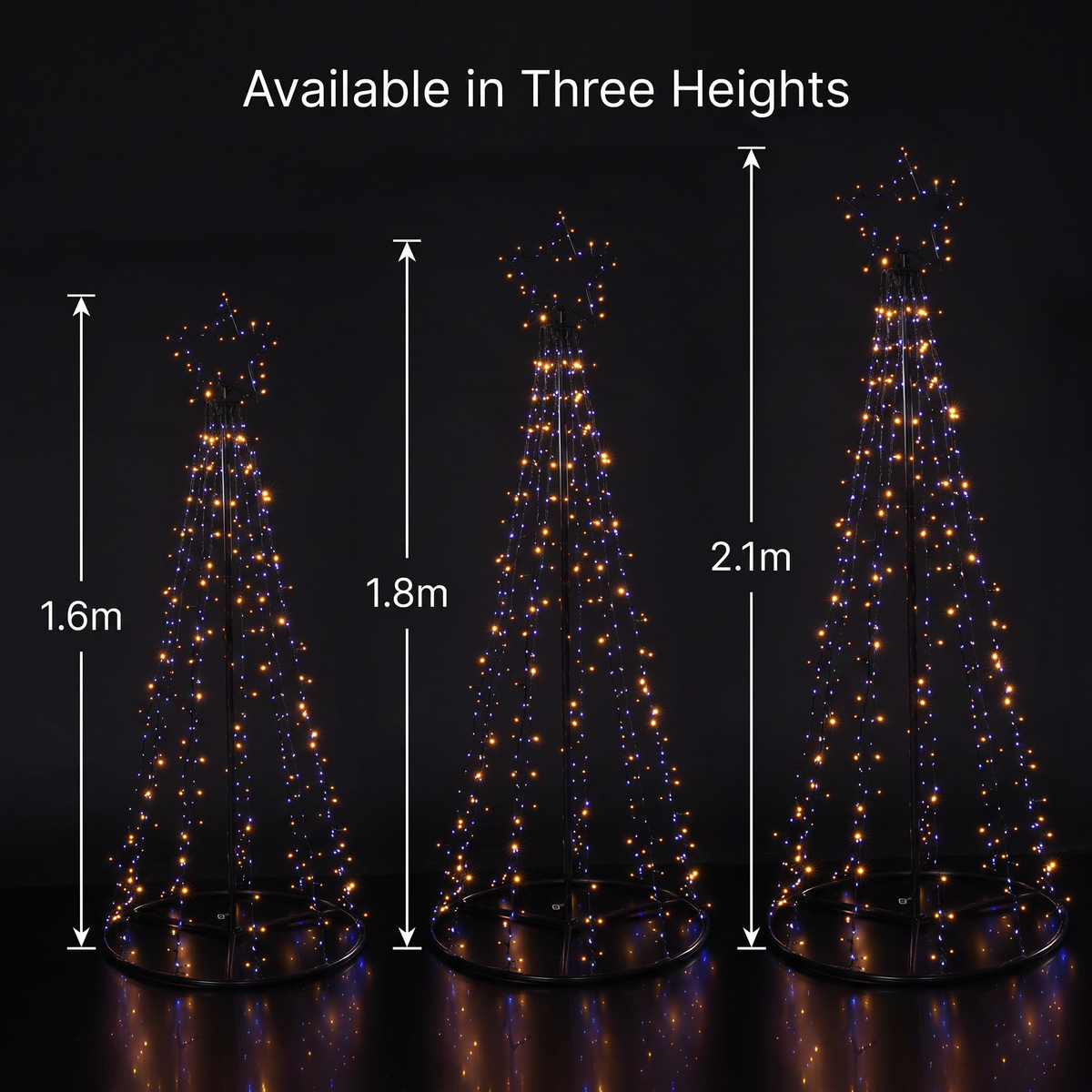 Paris By Night - Cone Tree With Star (1.6m)