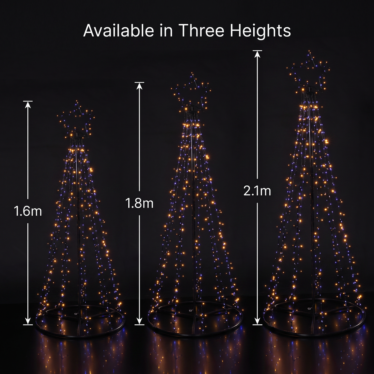 Paris By Night - Cone Tree With Star (1.8m)