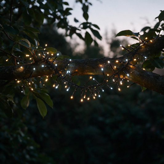 Multifunction Antique White & Cool White Cluster String Lights