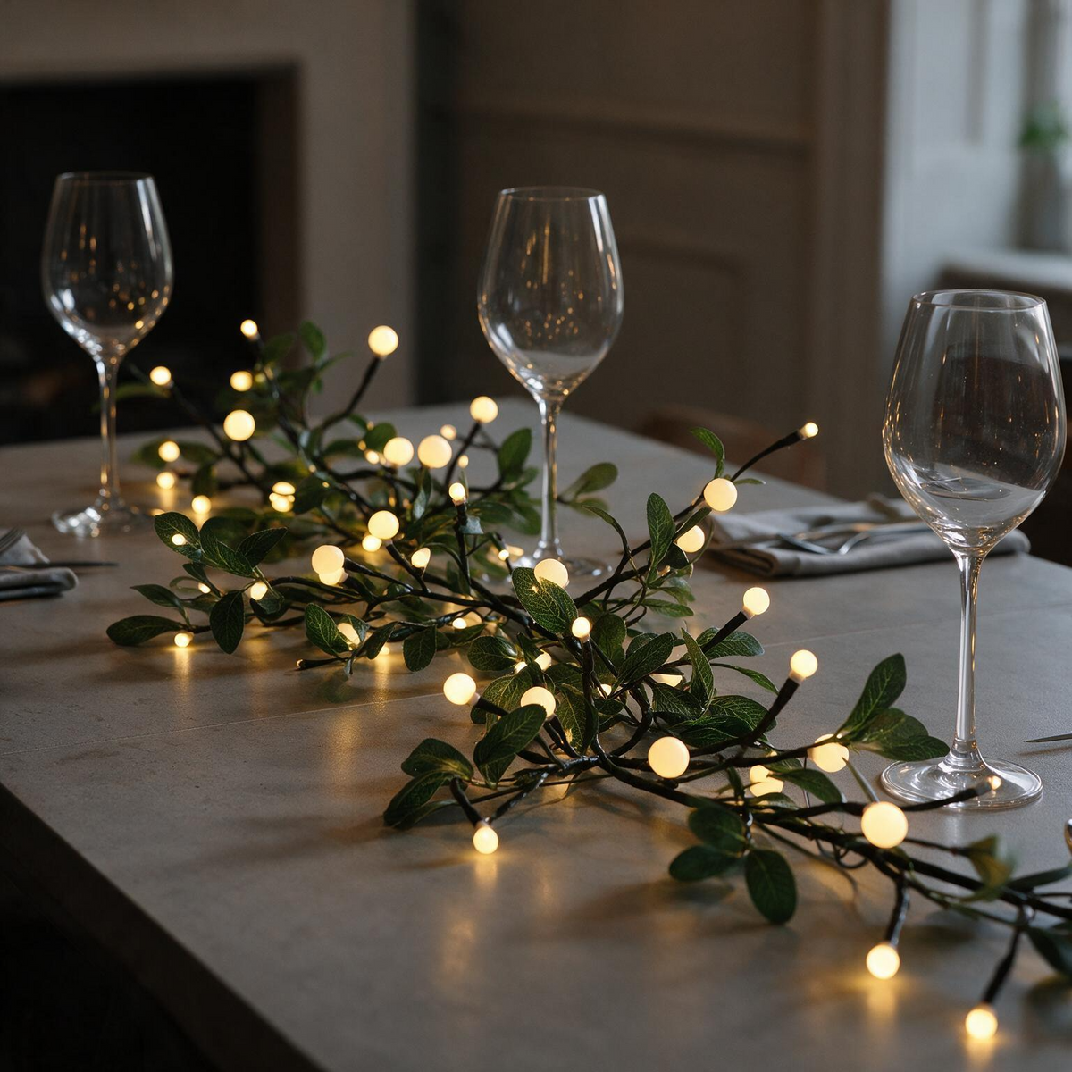 1.8m Berry & Mistletoe Branch Garland – Warm White