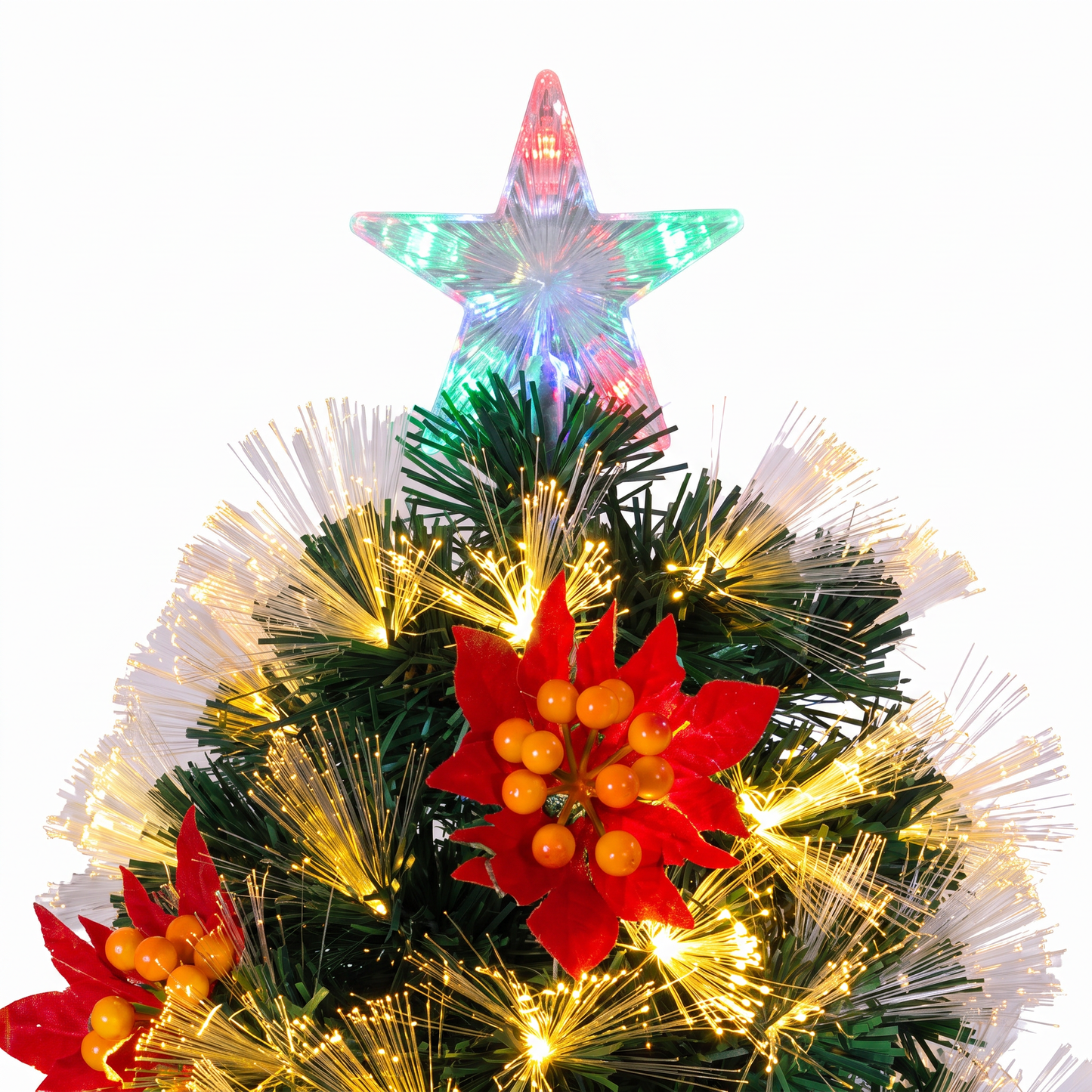 Dickensian Green Starburst Tree With Lanterns & Orange Berries