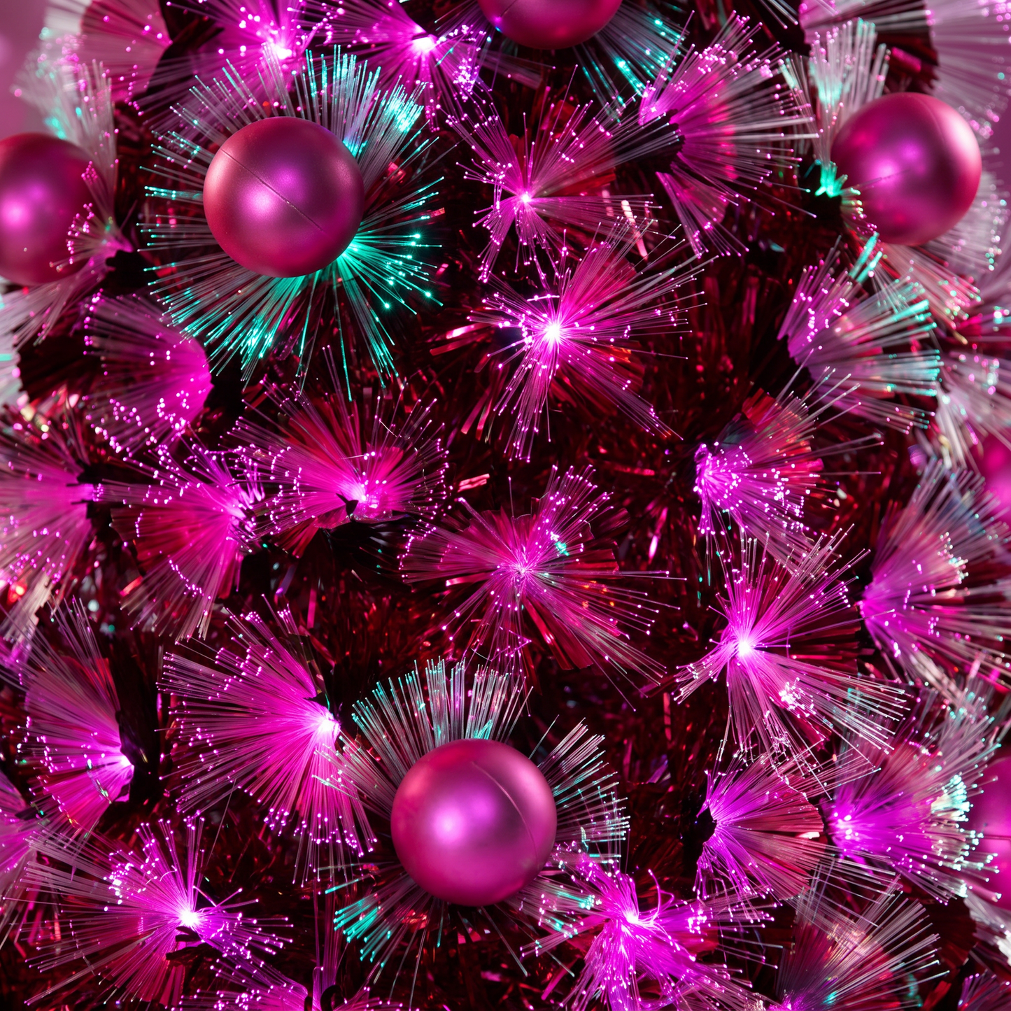 1.2M Hot Pink Fibre Optic Tree With Pink Baubles
