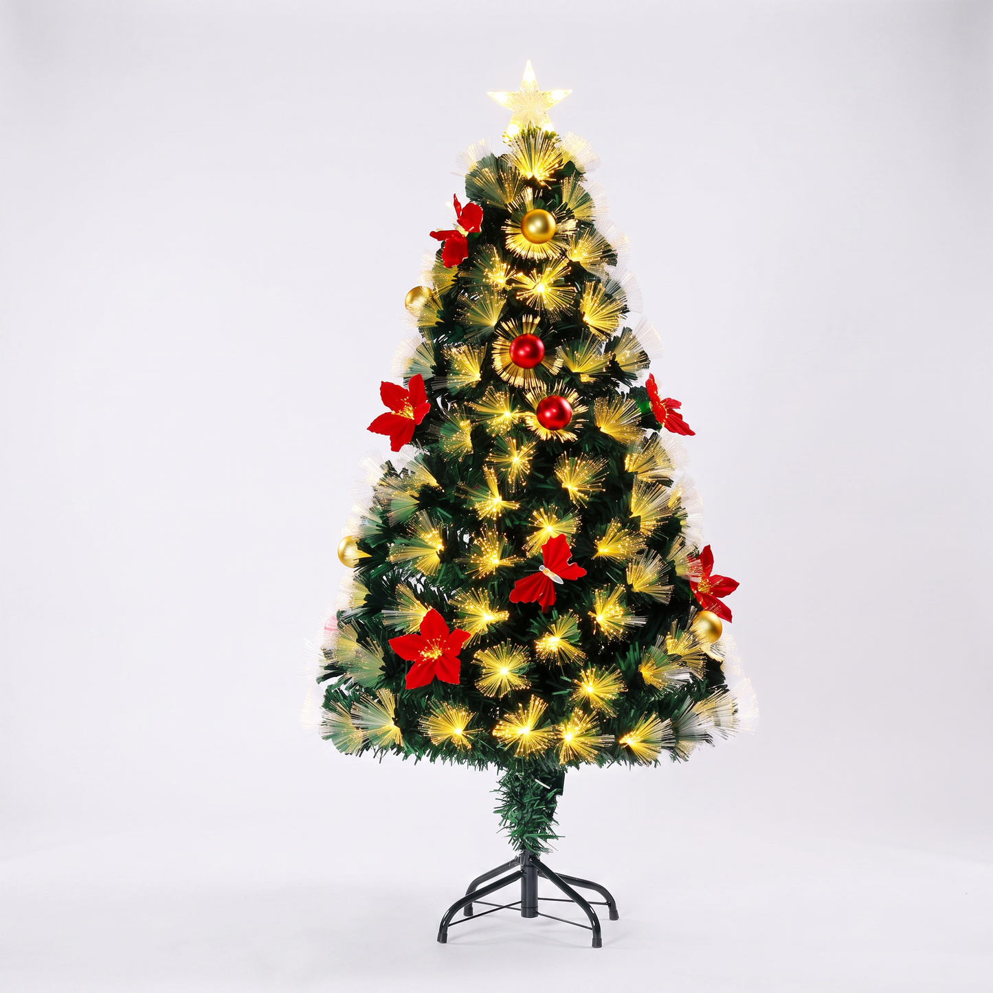 90CM Wimpole Tree With Velvet Poinsettia & Red & Gold Baubles