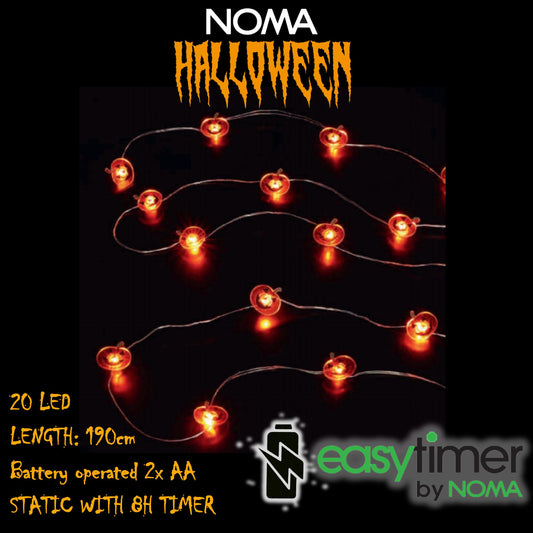 20 Silver Wire Pumpkin String Lights