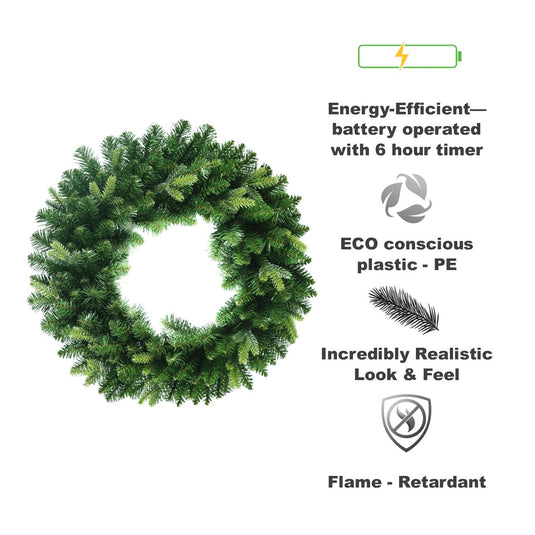 24" Warm White Pre Lit St. Moritz Wreath