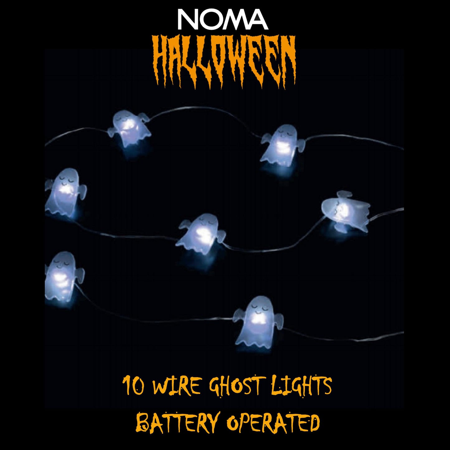 10 Clear Wire Ghost Lights - Battery Operated