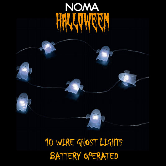 10 Clear Wire Ghost Lights - Battery Operated